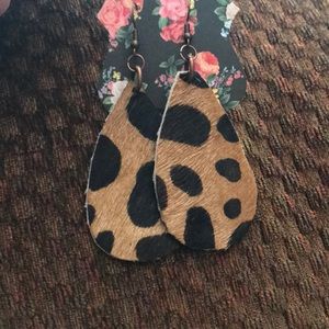 Custom leather hair-on earrings